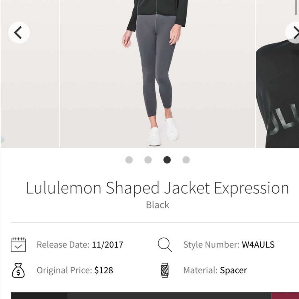 đNWT Lululemon Black Shaped Jacket Expressionâreceived as a gift, size 4 - Picture 5 of 5